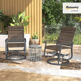 Outsunny Patio Glider Chair Set of 2, Wicker Rattan Outdoor Swivel Chair with Steel Frame, High Back, Armrests - Photo 2