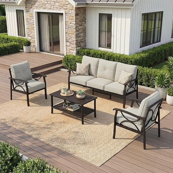 RoyalCraft Outdoor Patio Furniture Set, 5 Seats Outdoor Patio Set with 4" Thick Cushion - Photo 1