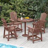 Tangkula Outdoor Bar Stool, HDPE Tall Adirondack Chair with Armrest & Footrest - Photo 5