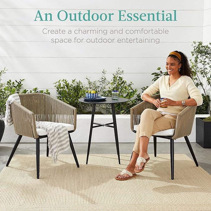 Best Choice Products Set of 2 Patio Dining Chairs, Outdoor Seating for Backyard, Poolside, Balcony w/Woven Wicker Design - Photo 4