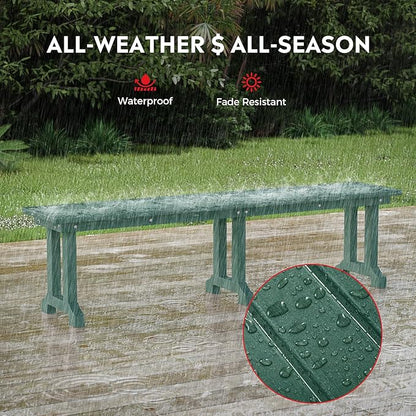 Costaelm Outdoor Benches Weatherproof, Park Long Bench Poly Lumber Backless for Entryway Front Porch Garden Bench Seat for Patio, Dark Green
