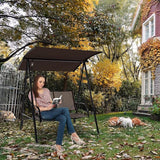 Tangkula 2 Person Porch Swing, Patio Swing with Adjustable Canopy, Comfortable Fabric Seat & Heavy-Duty Steel Frame - Photo 9