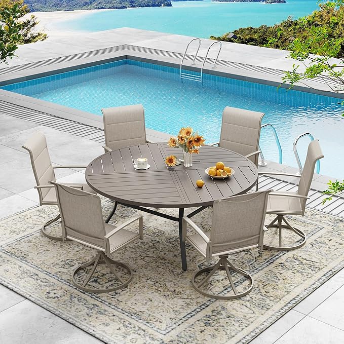 DIFY 53.1" Round Outdoor Patio Dining Table for 6-8 - Photo 7