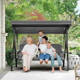 HOMREST 3 Seat Outdoor Porch Swing with 1.5" Deepened Cup Holder, Adjustable Canopy, Patio Swing Bed with Stand - Photo 6