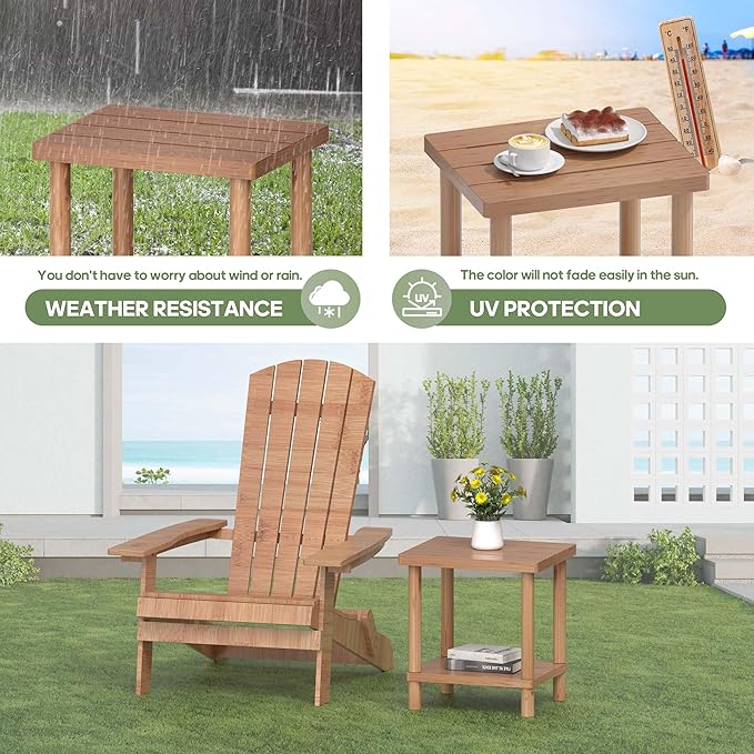 Outdoor Side Table, 2-Tier Small Outdoor Table for Patio, Adirondack Side Tables for Outside or Indoor - Photo 6
