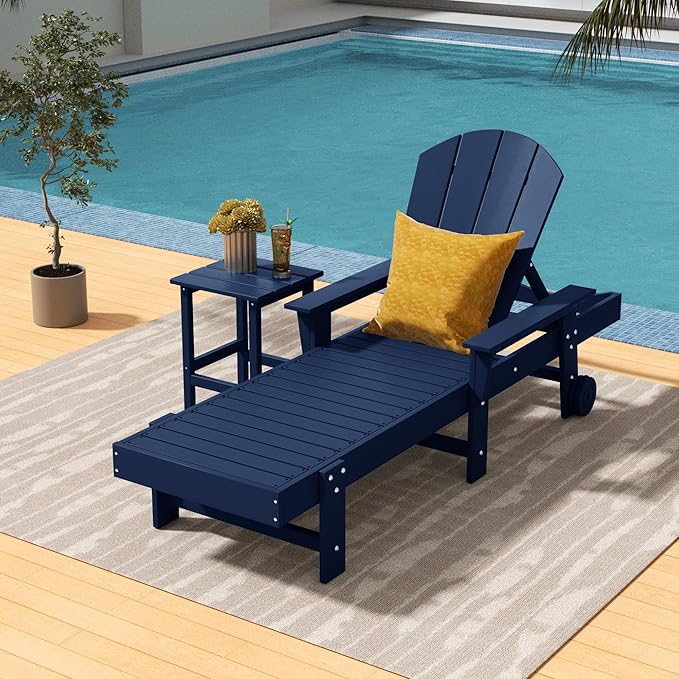 Costaelm Square Outdoor Side Tables, Adirondack Patio Tables for Outside, HDPE Patio End Table Weather Resistant, Balcony Table for Pool, Seaside, Backyard, Porch, Indoor Companion, Navy Blue