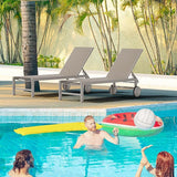 Shintenchi 2 PCS Outdoor Chaise Lounges Chair with Wheels Aluminum Reclining Patio Lounge Chairs with 5 Adjustable - Photo 2