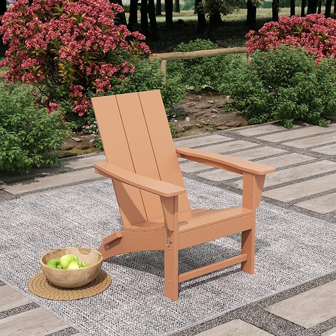 WestinTrends Ashore Modern Outdoor Folding Adirondack Chair, Teak
