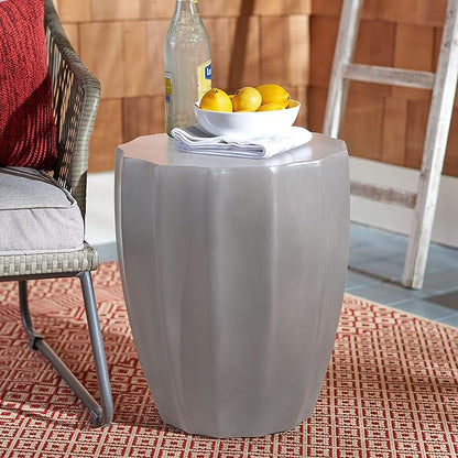 SAFAVIEH Outdoor Collection Jaslyn Modern Dark Grey Concrete Round Accent Table (Fully Assembled)