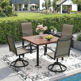 DIFY 40.2" Square Outdoor Dining Table for 4, Slatted Metal Patio Table with Adjustable Umbrella Hole - Photo 2
