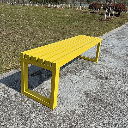Porch Bench for Outdoor Metal Garden Benches 39in 47in 59in Patio Bench Seating 2-4 Seat for Indoor/Outdoor Entryway Parkbench Black/White(Yellow,71x16x18in)