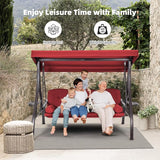HOMREST 3 Seat Outdoor Porch Swing with 1.5" Deepened Cup Holder, Adjustable Canopy, Patio Swing Bed with Stand - Photo 6