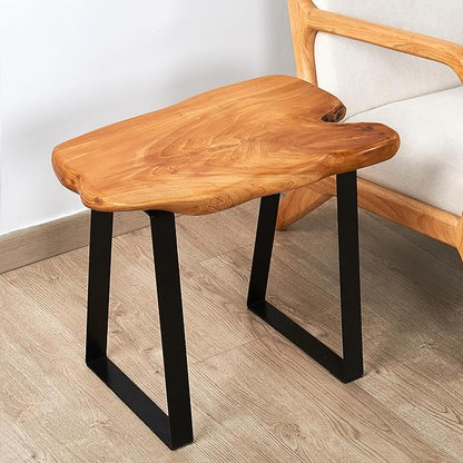Live Edge Cedar Entryway Bench 19.5" x 12.5" x 16.2" H Rustic End Table Living Room Accent Solid Wood Natural Coffee Side Table Bedroom Vintage Outdoor Garden Stand Foot Stool