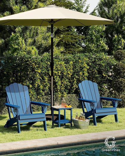 GREENVINES Oversized-Folding-Adirondack-Chairs-Set-of-6 | HDPE Plastic | Cup Holder | Fire Pit Chair | All Weather | for Outdoor Deck Backyard | Blue