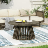 GDFStudio 31.5" Outdoor Round Coffee Table, Weather-Resistant Acacia Wood Patio Center Table for Backyard, Lawn, Garden - Photo 3