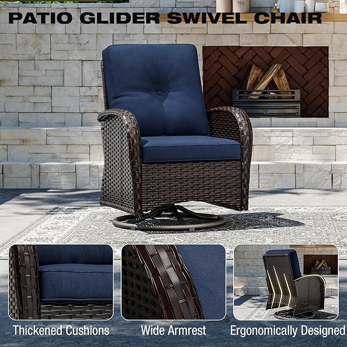 Joyside Wicker Patio Furniture Set, 10 Piece Outdoor Furniture Set with Thickened Cushions, High Back, Deep Seating - Photo 4