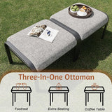 HOMREST Metal Outdoor Ottoman, 3-Piece Aluminum Footstool w/Removable Cushion - Photo 7