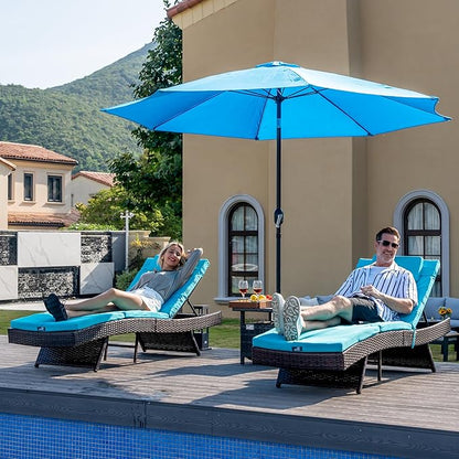 Sundale Outdoor Chaise Lounge Set of 4, Wicker Patio Lounge Chairs for Outside, Adjustable Chaise Loungers with Cushions & Pillows for Deck, Indoor, Yard - Steel, Aruba