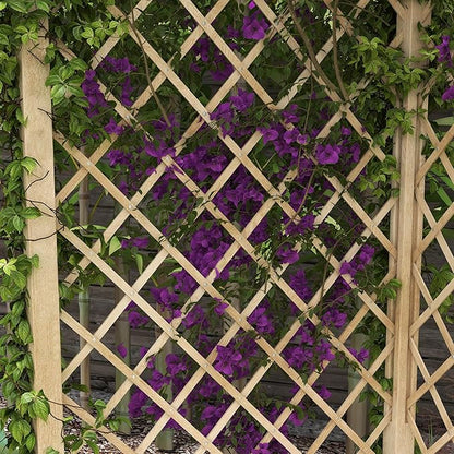 Outsunny 55" Garden Arch Bench, Wooden Trellis Park Bench with Slatted Seat for Outside, Lattice Backrest for Vines & Climbing Plants Outside On Deck, Lawn, Porch, Natural