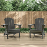 Domi Folding Adirondack Chairs Set of 2, HDPE Adirondack Chair with Cup Holder - Photo 2