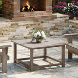 WestinTrends Malibu Low Outdoor HDPE Square Patio Coffee Table, Weathered Wood - Photo 1