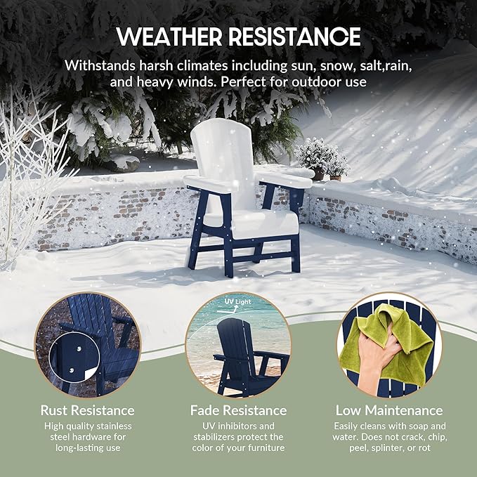 WestinTrends Dylan Outdoor Patio Shell-Back Adirondack Dining Chair Weather Resistant Navy Blue