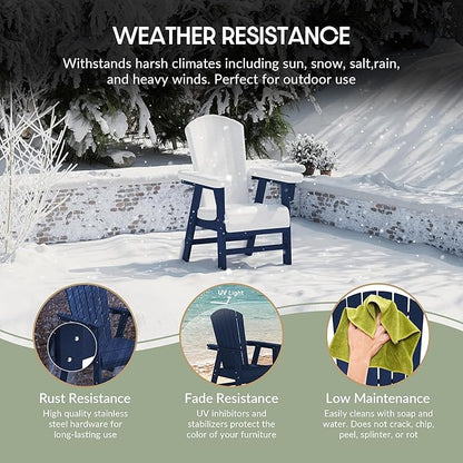 WestinTrends Dylan Outdoor Patio Shell-Back Adirondack Dining Chair Weather Resistant Navy Blue