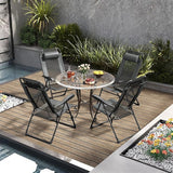 Giantex Set of 4 Patio Folding Chairs, Portable Outdoor Dining Chairs with 7-Level Adjustable Backrest, Headrest - Photo 2