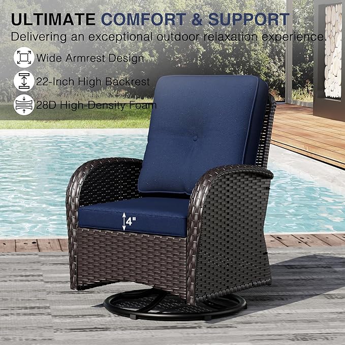 Joyside Wicker Patio Furniture Set, 6 Piece Outdoor Furniture Set with Thickened Cushions, High Back, Deep Seating - Photo 4