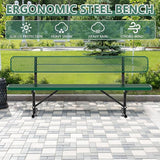 Heavy Duty Park Bench with Back Portable Frame, Outdoor Steel Bench with Backrest - Photo 4