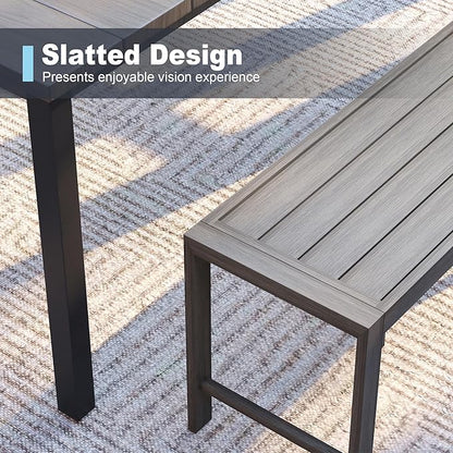 VICLLAX Outdoor Bench 51" Long Garden Bench Backless Porch Patio Bench Metal Park Bench, Grey