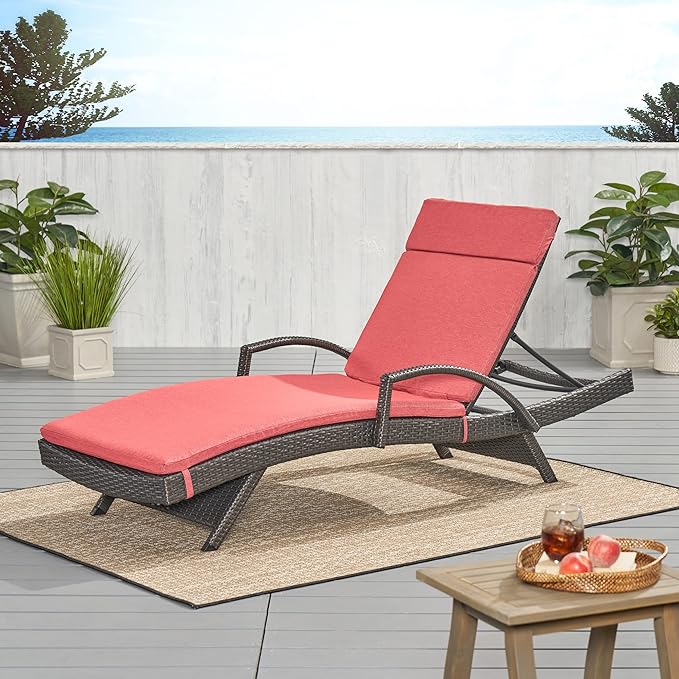 Christopher Knight Home Salem Outdoor Water Resistant Chaise Lounge Cushion, 1 Count (Pack of 1), Red