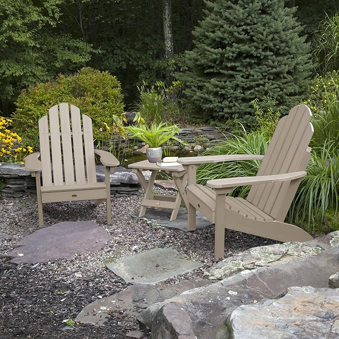 highwood 2 Classic Westport Adirondack Chairs with Folding Side Table, Eucalyptus