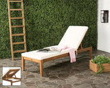 SAFAVIEH Outdoor Collection Montclair Natural Solid Wood/Beige Cushion Adjustable Chaise Lounge Chair (PAT6731A) - Photo 2
