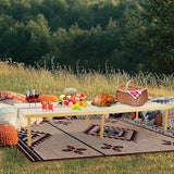 Folding Picnic Table with Table Runner, Portable Boho Low Picnic Table for Indoor Outdoor - Photo 2