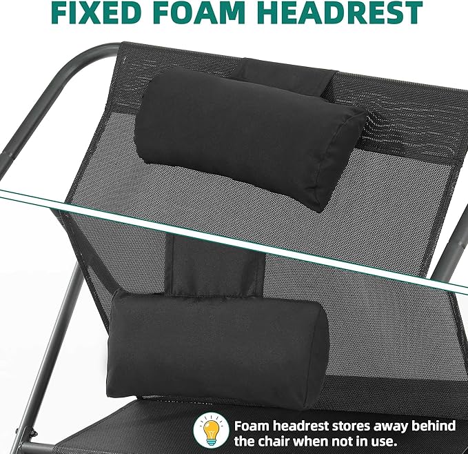 YITAHOME Patio Lounge Chair with Ottoman Set of 2, Oversized Papasan Chair, Versatile Indoor/Outdoor Textilene Lounge with Metal Handrail and Footstool, Idea for Living Room, Porch, Backyard or Garden