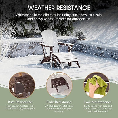 WestinTrends Outdoor Patio Adirondack Ottoman Foot Rest, All Weather Poly Lumber Foot Stool for Adirondack Chair, Widely Used for Outside Porch Pool Lawn Backyard, Dark Brown