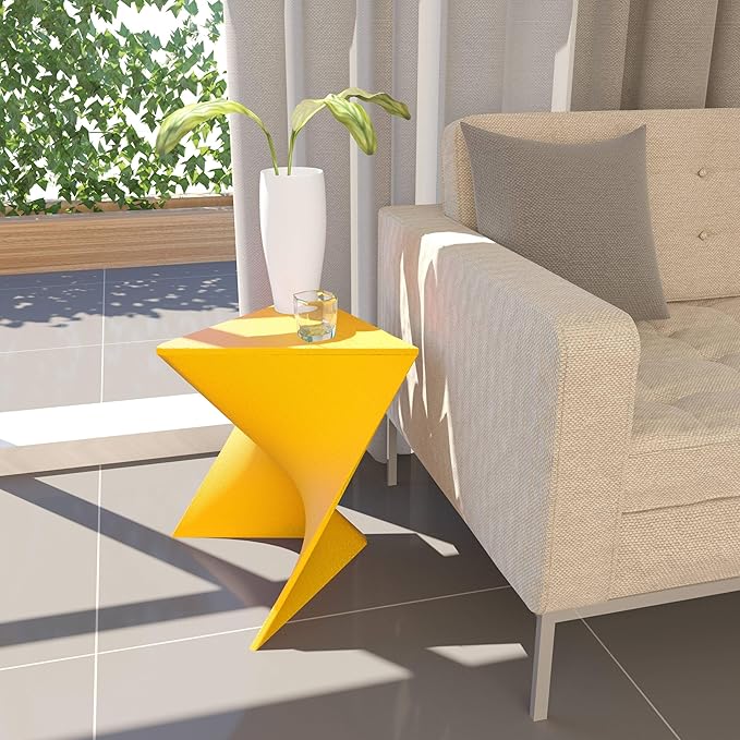 LeisureMod 15.75" Triangular Side Table, Stackable Plastic Accent End Table for Indoor & Outdoor Use - Photo 2
