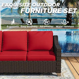 77'' Patio Sofa, All Weather Outdoor Rattan Wicker 3-Seat Sofa High Back Couch with Premium Cushions for Garden - Photo 5