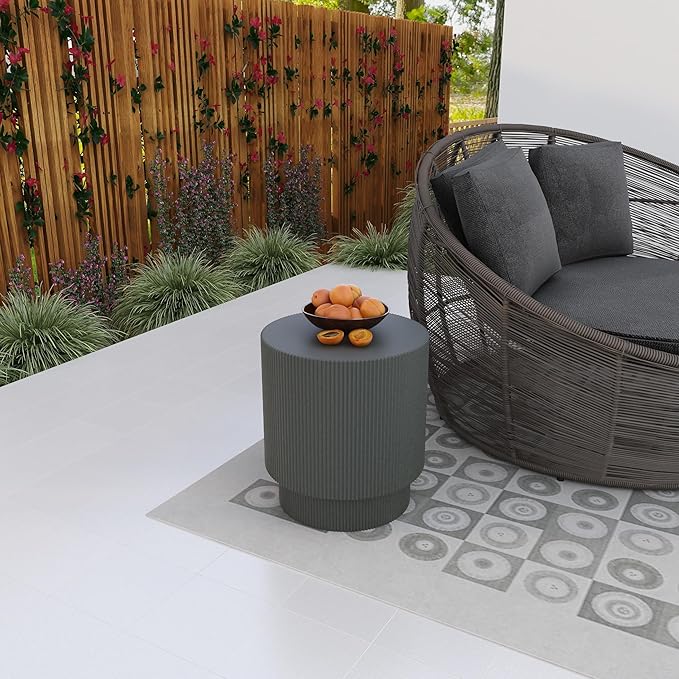 LeisureMod Modern Side Table Round Fiberstone Top Accent End Table for Home, Outdoor Patio, Living Room Sofa - Photo 4