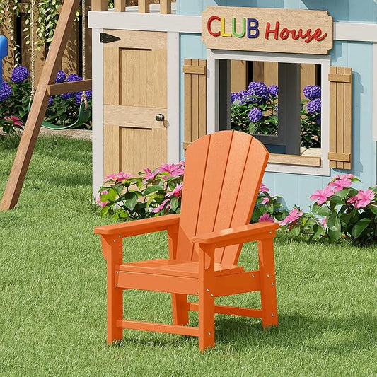 WestinTrends Malibu Kids Outdoor HDPE Adirondack Plastic Patio Chair, Orange