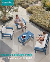 SERWALL 4 Piece HDPE Outdoor Furniture Set, All Weather Wood-Like Outdoor Sofa Sectional Couch - Photo 9