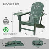 FOOWIN Folding Adirondack Chair, HDPE Adirondack Chairs with Cup Holder - Photo 3