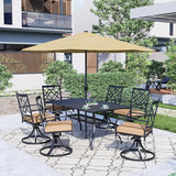 SUNCROWN 7 Pieces Outdoor Dining Set Metal Swivel Cushioned Chairs Patio Furniture Sets with Steel Slat Bistro Table - Photo 4