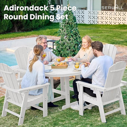 SERWALL Outdoor Adirondack Dining Chair Set of 2, All Weather HDPE Patio Chairs, White