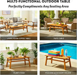 42" Cedar Wood Coffee Table, Solid Wood Farmhouse Patio Side Table, Slatted Accent Table for Garden, Deck, Lawn - Photo 4