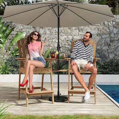 Outdoor Adirondack Barstools with Connecting Tray, Tall Adirondack Chairs Bar Chairs for Deck, Balcony, Backyard, Patio Bar Stool Chair with High Back, Bar Height Adirondack Chairs Set of 4