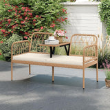 HAPPYGRILL Patio Rattan Loveseat, 2-Seat Wicker Chairs with Built-in Table - Photo 2