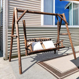 MUPATER Wooden Patio Porch Swing Glider Outdoor with A-Frame Stand - Photo 9
