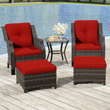 Wicker Patio Furniture Set - 5 Piece Rattan Outdoor Conversation Sets with 2 Wicker Patio Chairs, 2 Ottomans - Photo 6